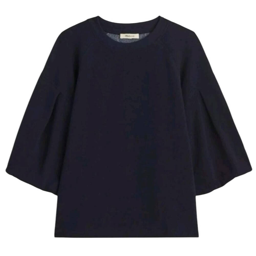 Madewell Puff-Sleeve Sweatshirt Tee in Navy Blue